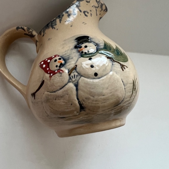 Adorable Holiday Snowman Pitcher - Sandhurst (MN) Stoneware Pottery Coll… - Picture 2 of 6